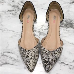 Just Fab Leopard D'orsay Flats Size 11